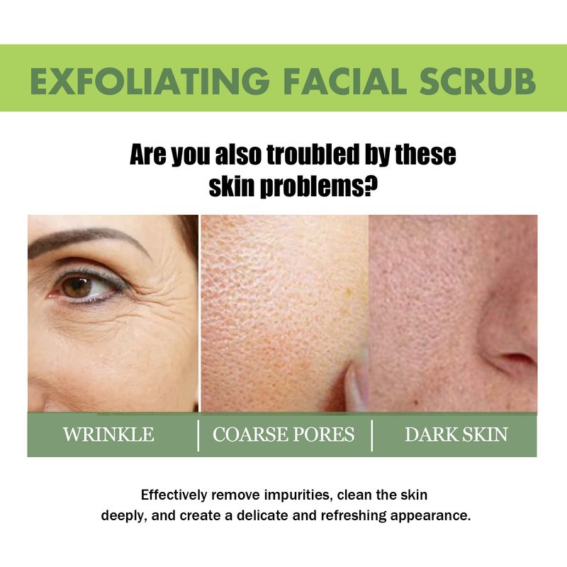 Hoygi Exfoliating Facial Scrub, Deep Cleaning Removes Impurities From Fine Lines Firming Delicate Refreshing Smooth Cream_voghion.com