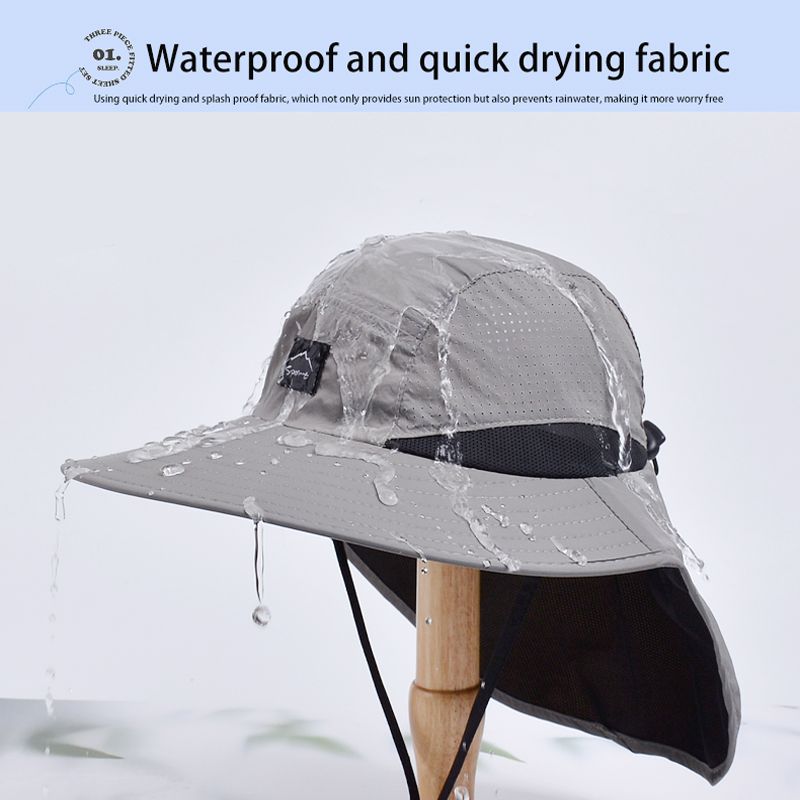 Hot Sale Xioguan 100% polyester 9249 summer men's and women's large brimmed shawl fisherman quick drying breathable sunshade hat_voghion.com