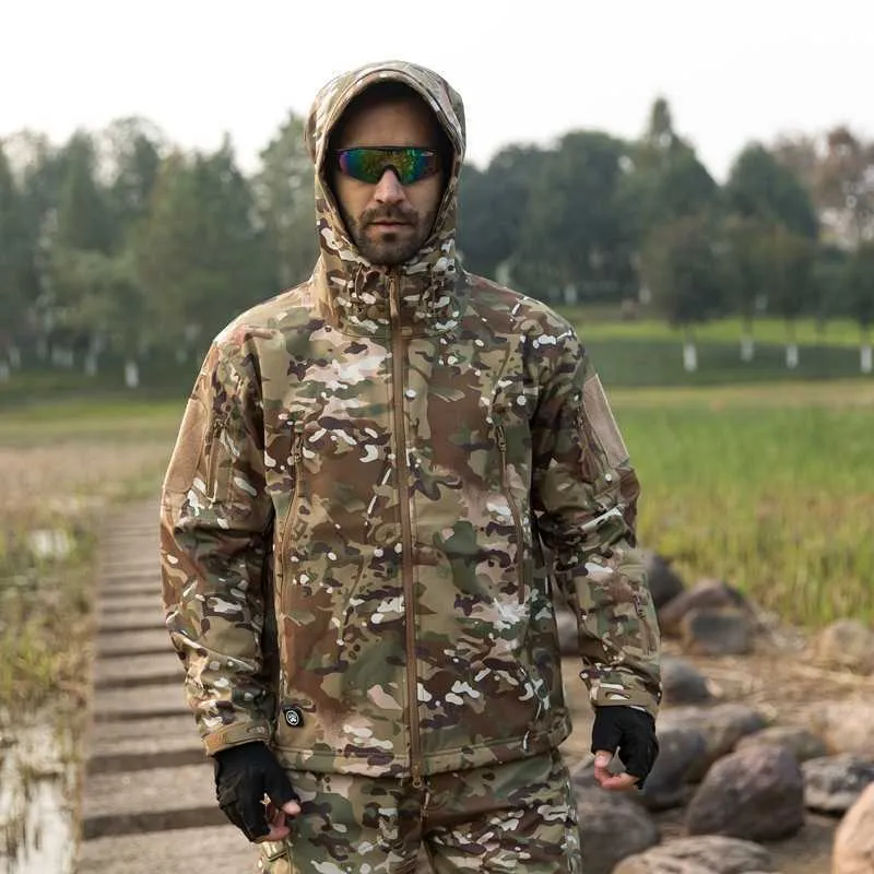 Männerjacketten Dropshipping Lurker Skin Softshell V5 Militär Taktesch Jackett Männer Waasserdicht Mantel Camouflage Kapuzen Arméi_voghion.com