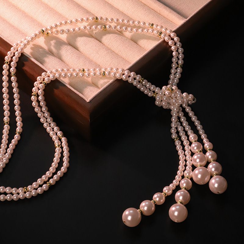 Collier d'automne-hiver en perles rondes véritables faites main, haut de gamme, léger et élégant, idéal pour un pull. Polyvalent et raffiné._voghion.com