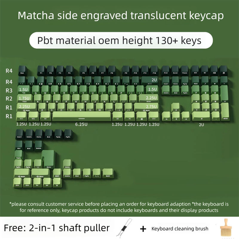 Mist Blue Gradient Side Engraved Translucent PBT Customized 130+ Small Full Set Personalized Dye Sublimation Keycaps_voghion.com