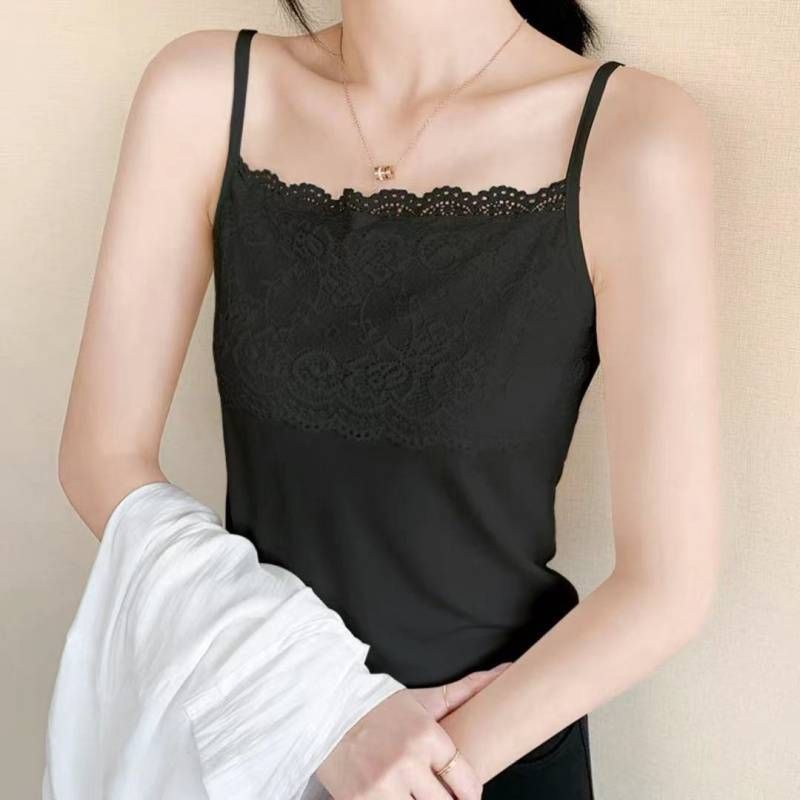 Canotta in cotone e fibra modale per donna, intimo tinta unita, senza schienale, coprente per la pancia, top in pizzo, stile sottile_voghion.com