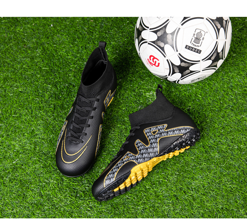 High-Top-Fußballschuh für Jungen und Mädchen, TF, gebrochener Kunstrasen, AG-Nagellederfuß, Jugend-Studenten-Trainingsschuhe_voghion.com