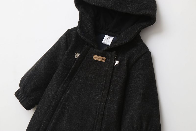 Mono para bebé Mother & Kids Premium con forro polar y capucha - Pelele para recién nacido de invierno y otoño (rayas/gris/negro) para niños de 0 a 12 meses_voghion.com