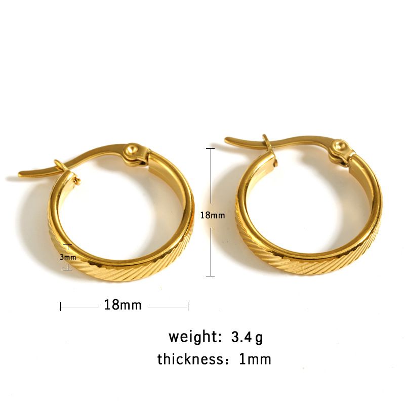 Orecchini a cerchio in acciaio al titanio, versatili, resistenti allo sbiadimento, unici e alla moda, per donna_voghion.com
