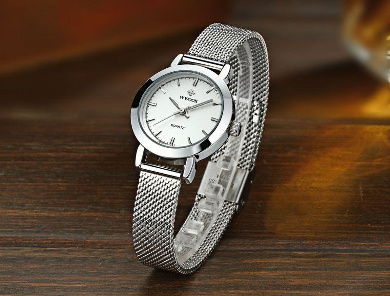 Reloj de cuarzo elegante para mujer con esfera pequeña y correa de malla, resistente al agua, informal, para uso diario, con correa de malla redonda._voghion.com