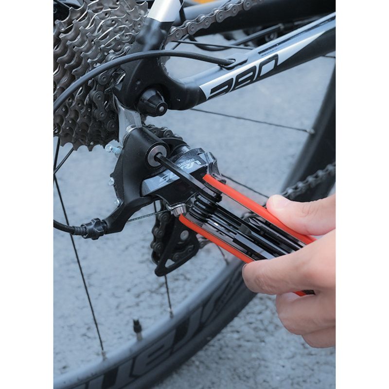 Strumento di riparazione portatile per bici da strada esagonale pieghevole multifunzionale 8 in 1, combinazione di montagna_voghion.com