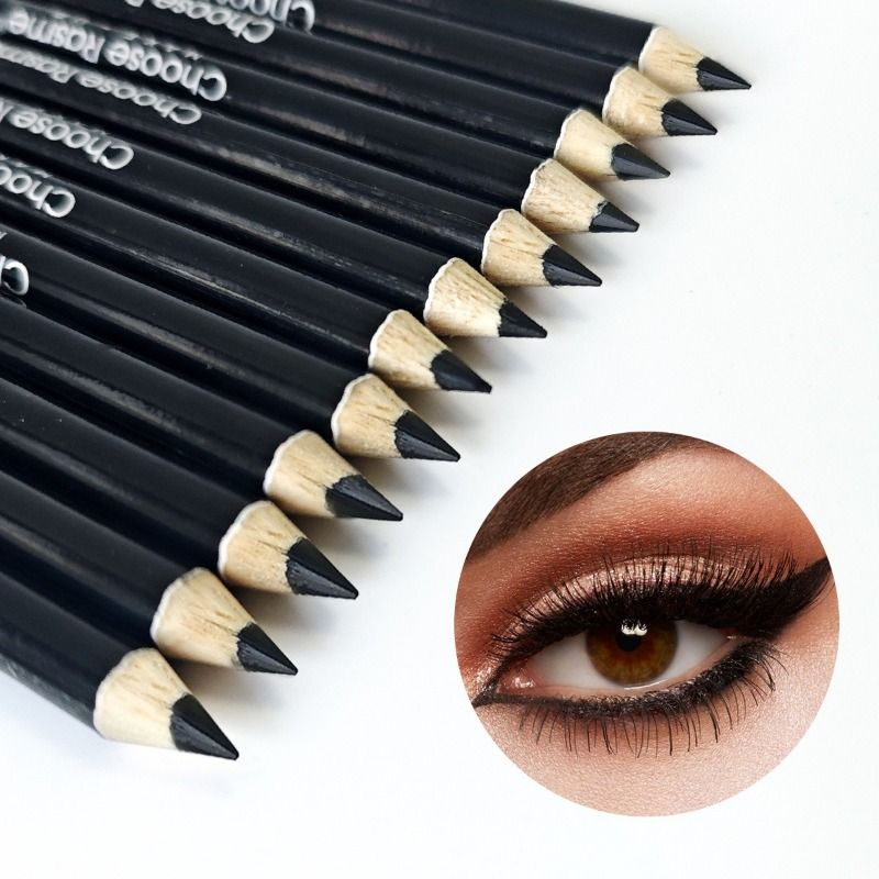 1/3Pc High Pigmented Eyeliner Pencil Black Wooden Eyeliner Eyebrow Pencil Hard Refill Smooth Black Long-Lasting Cosmetics Makeup_voghion.com