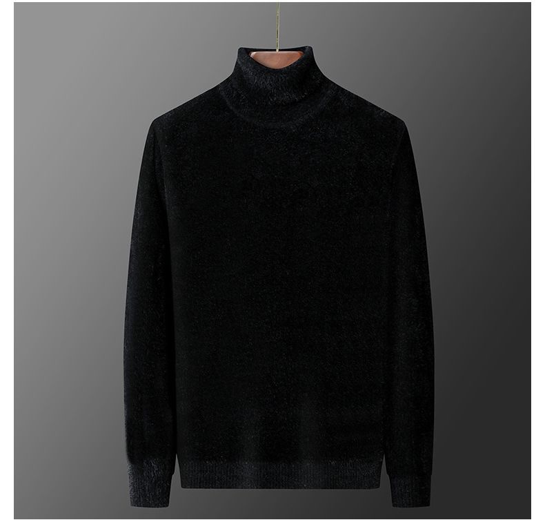 Herrenbekleidung Herrenpullover mit hohem Kragen, dicker Nerz, warmer Winterpullover mittleren Alters, einfarbiger Pullover für Männer_voghion.com