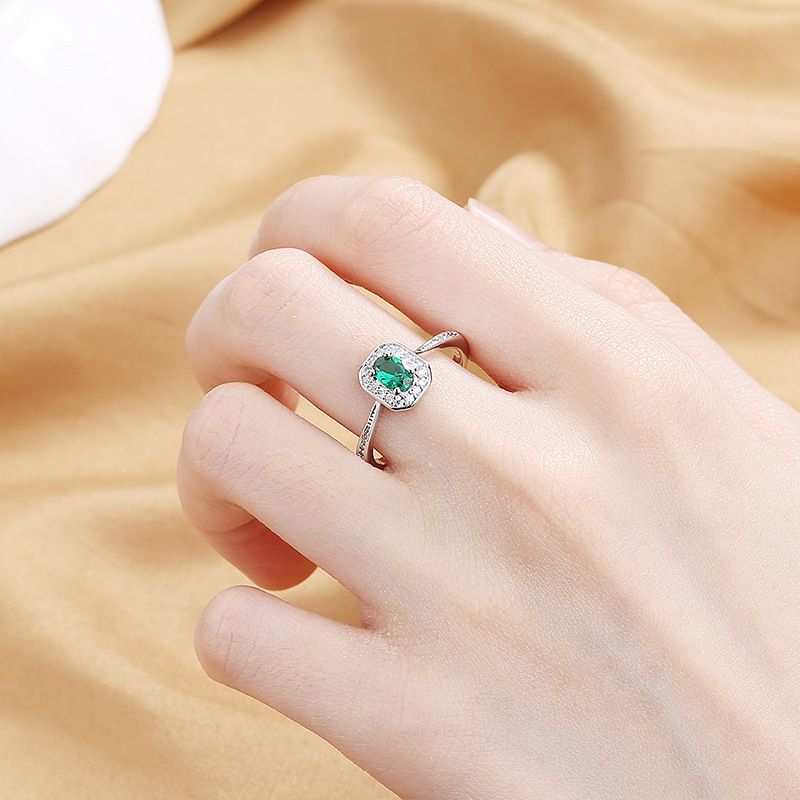 Cross Mirror Fashionable Temperament Colorful Zircon Princess Rectangular Diamond Ring Women's High-end Jewelry_voghion.com