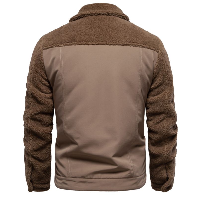 Autumn And Winter New Spliced European Casual High-Quality Men's Lamb Wool Jacket_voghion.com