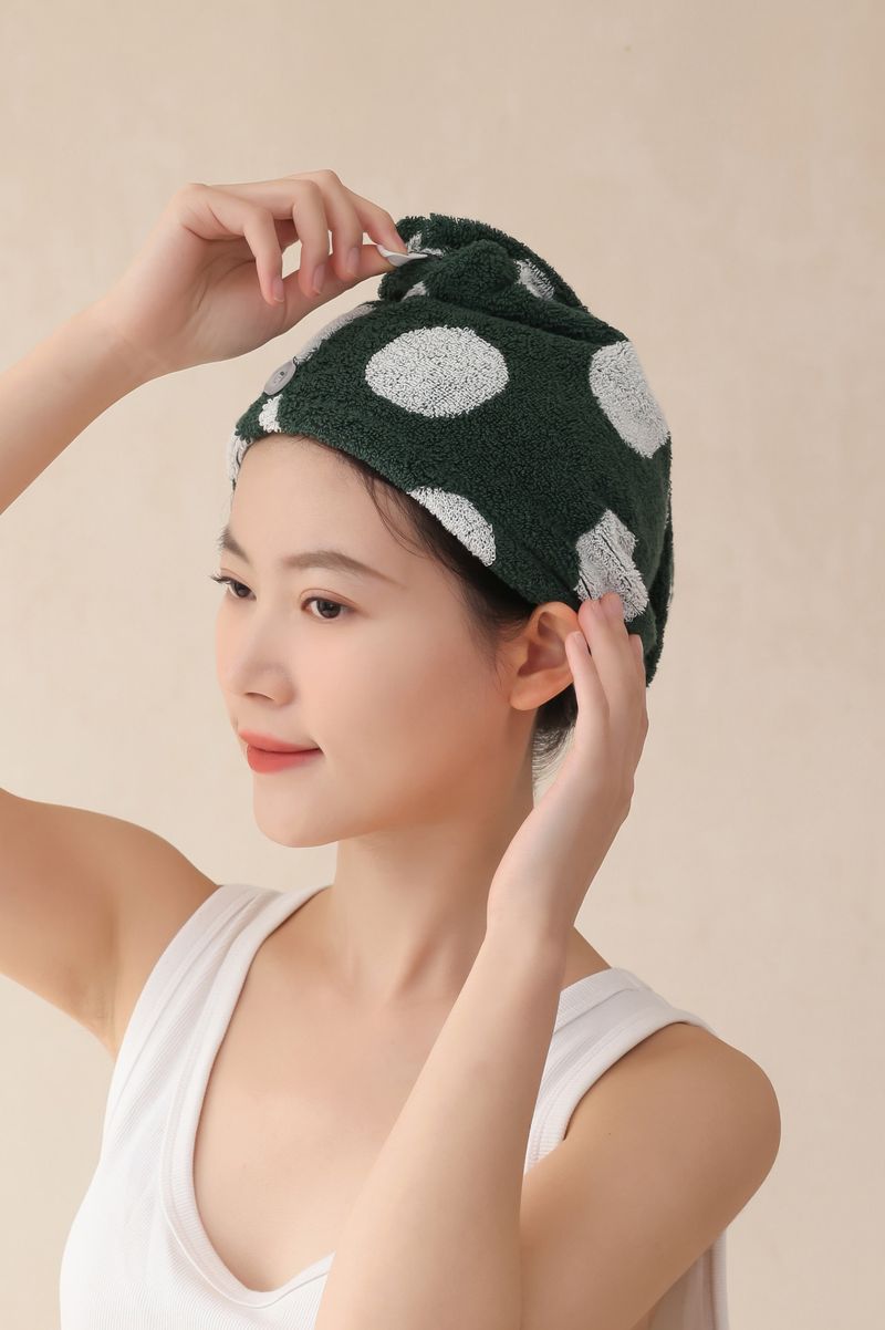 Lillian Neue doppelseitige Frottee-Haarhaube aus garngefärbter, saugfähiger Baumwolle mit langen Stapelfasern_voghion.com