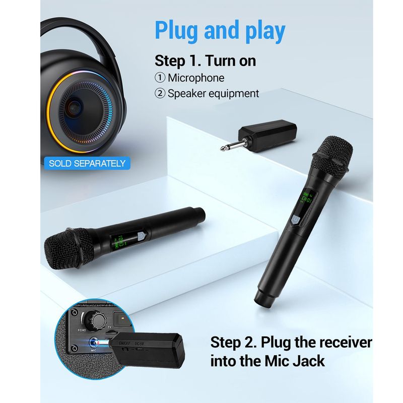 Rechargable Wireless Dynamic Microphone Handheld Mic Micphone For Party Karaoke Professional Church Show Meeting_voghion.com