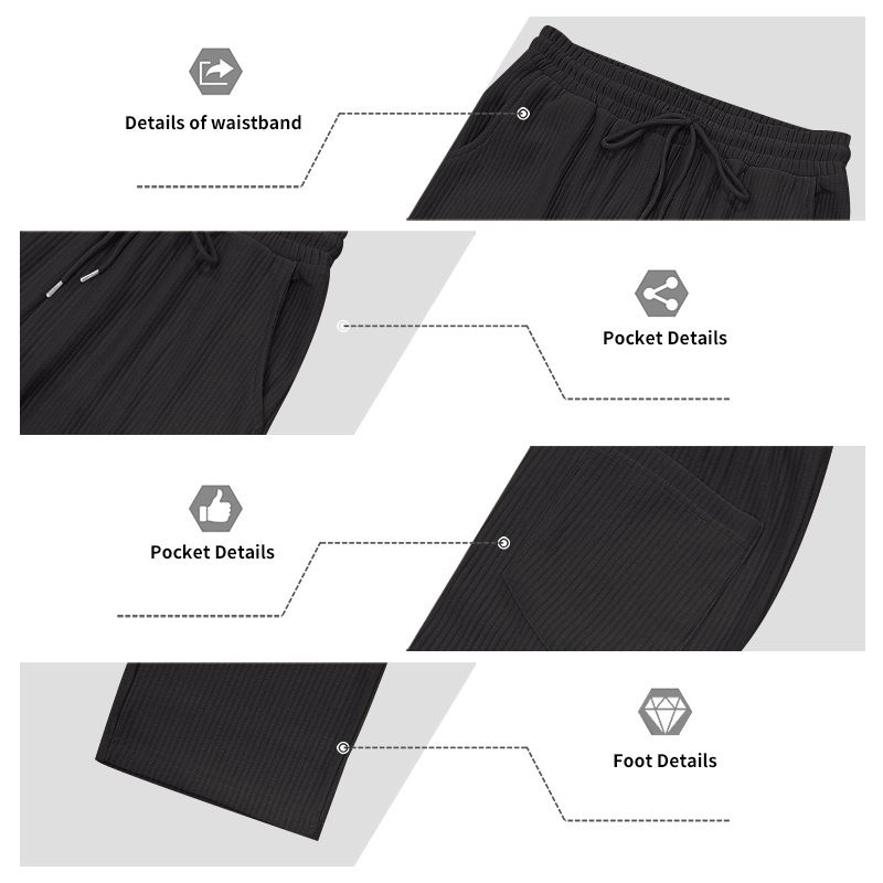 Spring And Autumn Jacquard Striped Wide Leg Pants Casual Loose Pit Drawstring Straight Large Size Men's Pants_voghion.com