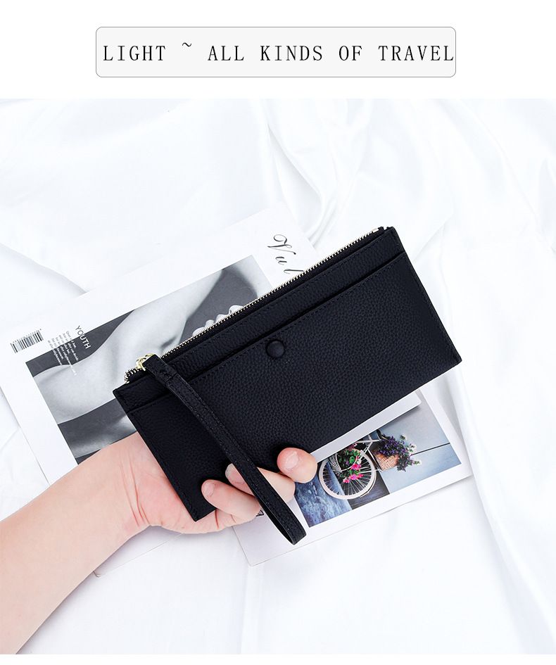 Leather Hand Wallet, Women's 2025 Autumn And Winter New Ultra-thin Zipper Mobile Phone Bag, Large Capacity And Light Wrist Wallet_voghion.com