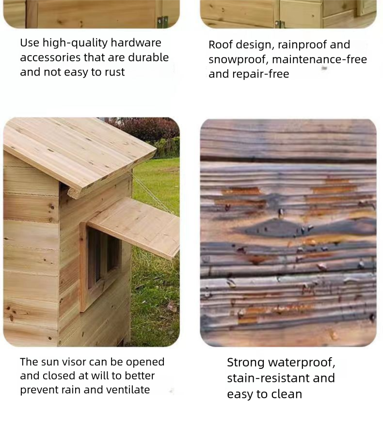 Solid Wood Waterproof Outdoor Cage Large Dog House Winter Warmth_voghion.com