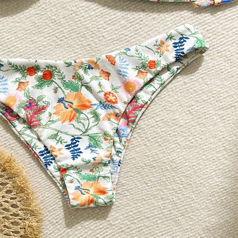 Damkläder Blommig snörning Sexig Beach Bikini Baddräkt High End Fashion Hot Spring Baddräkt_voghion.com