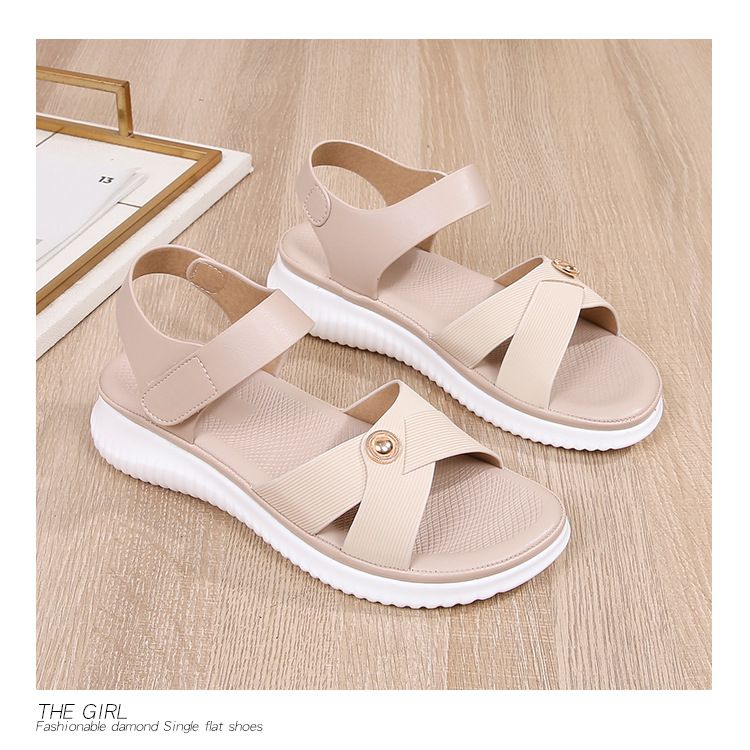 Boho Style Flat Sandals With Elastic Elastic Strap_voghion.com