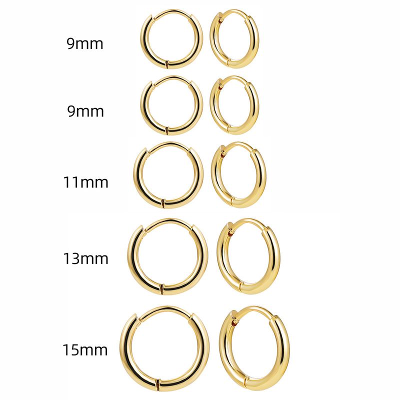 Sieradenset voor dames Fashionr Supply Retro Fashion Eenvoudige roestvrijstalen oorbel Veelzijdige ronde hoepeloorbellen_voghion.com