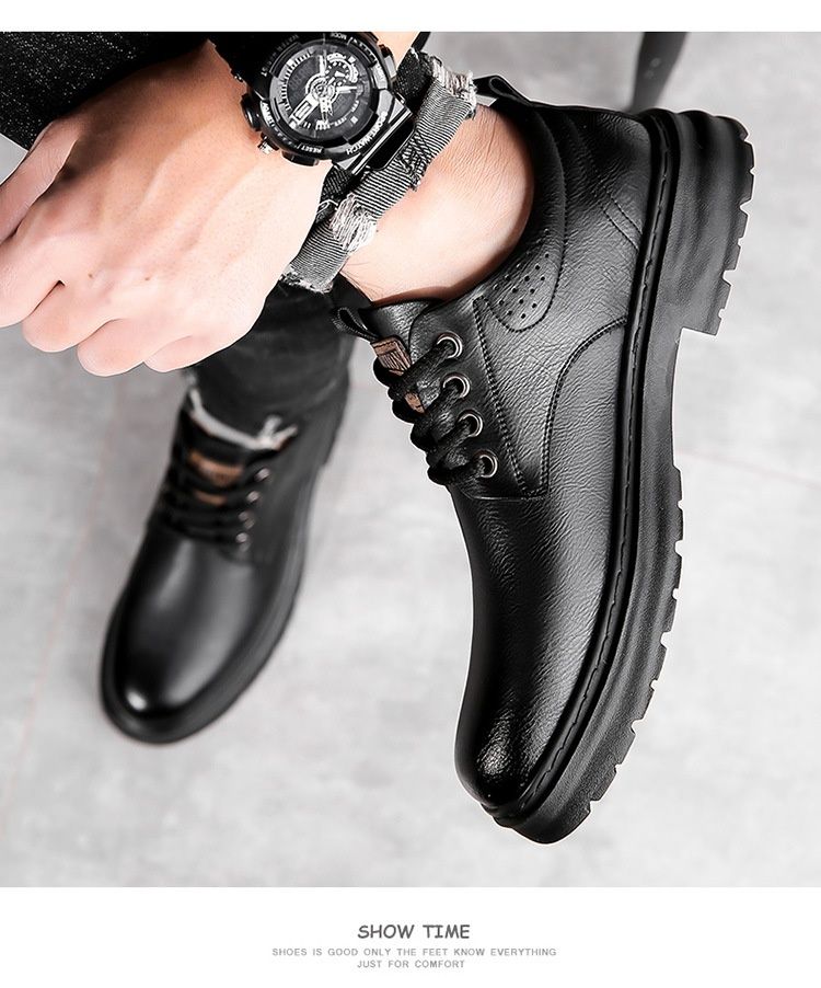 Glide Glide Leather Spring British Scarpe Derby Casual con Suola Spessa da Uomo Formali da Sposa Lavoro Stivali Martin Bassi_voghion.com