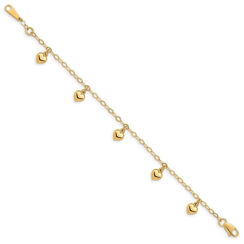 14K Child's Puffed Heart Charm Bracelet_voghion.com