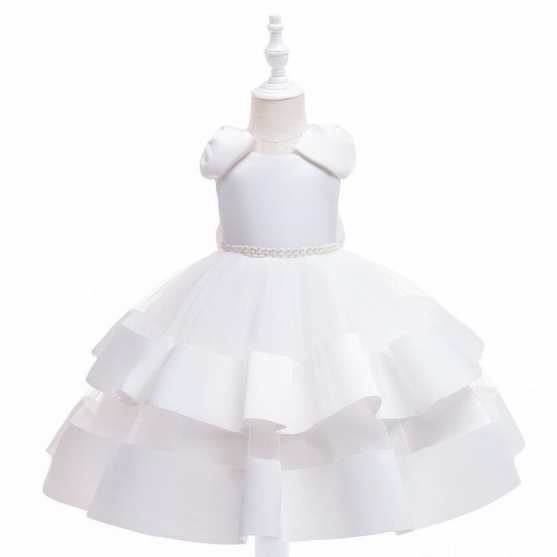 Mutter & Kinder Prinzessin Kleid Kleine Kinder Rock Bogen Ärmel Blumenmädchen Kleid Leistung Kostüm_voghion.com