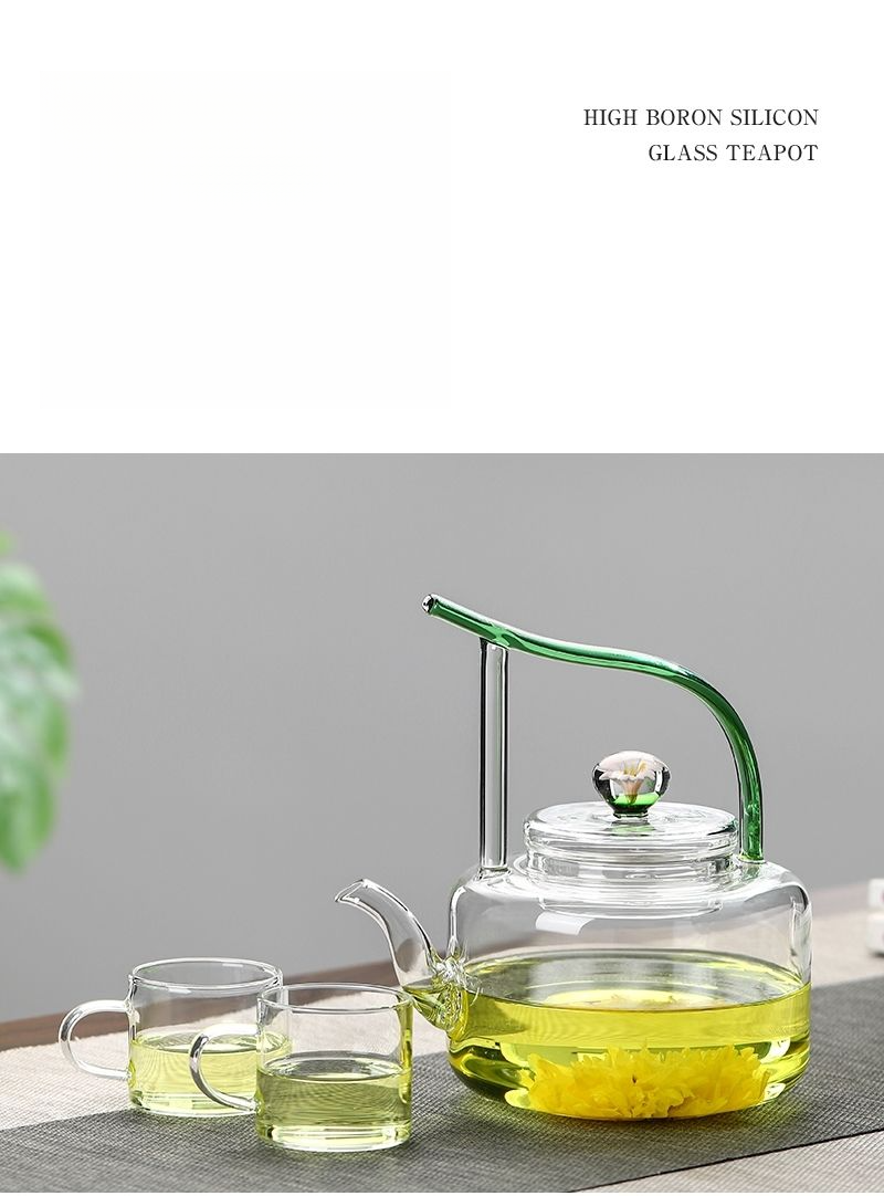 Rein handgefertigte, handbemalte, hitzebeständige Teekanne aus Glas im chinesischen Stil, temperaturbeständig von -20 °C bis 130 °C, Präzision_voghion.com