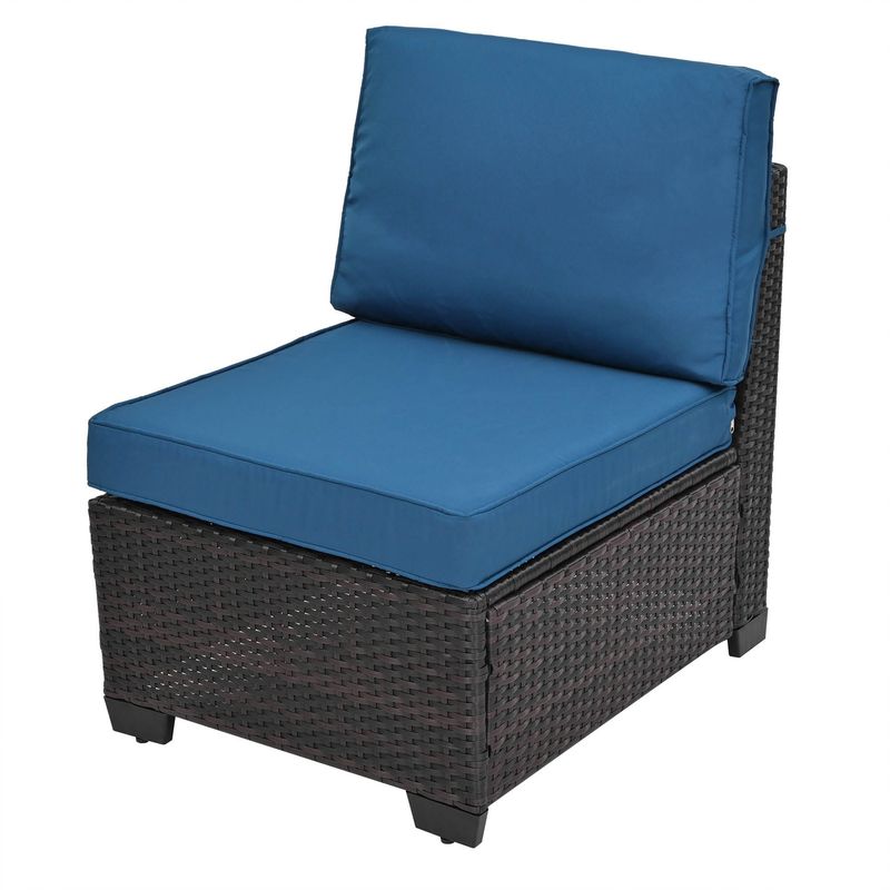 10 Piece PE Rattan Patio Furniture Set, Sectional Sofa Set, Outdoor Patio Furniture Set With Cushions & Tempered Glass Coffee Table_voghion.com
