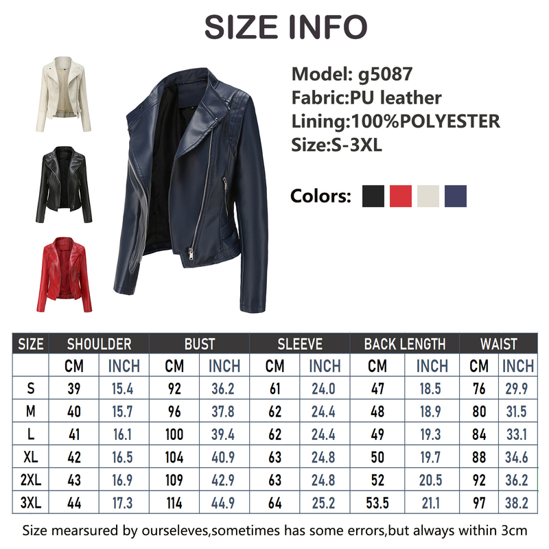 2024 New PU Lapel Slim Fit Leather Spring Autumn Thin Long Sleeve Coat Short Women's Jacket_voghion.com
