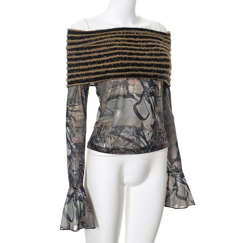 Y23TP638 Top de un hombro con estampado personalizado para mujer, estilo versátil, 2024_voghion.com