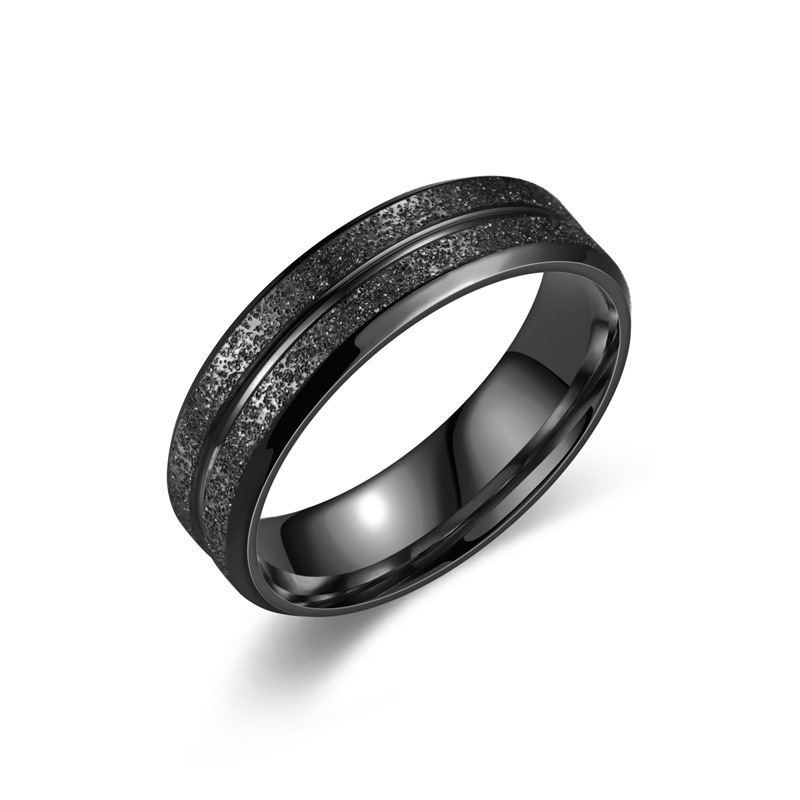 Nuovi accessori popolari: anello di coppia satinato a linea singola in acciaio inossidabile, anello in acciaio al titanio europeo e americano, gioielli fatti a mano in versione coreana_voghion.com