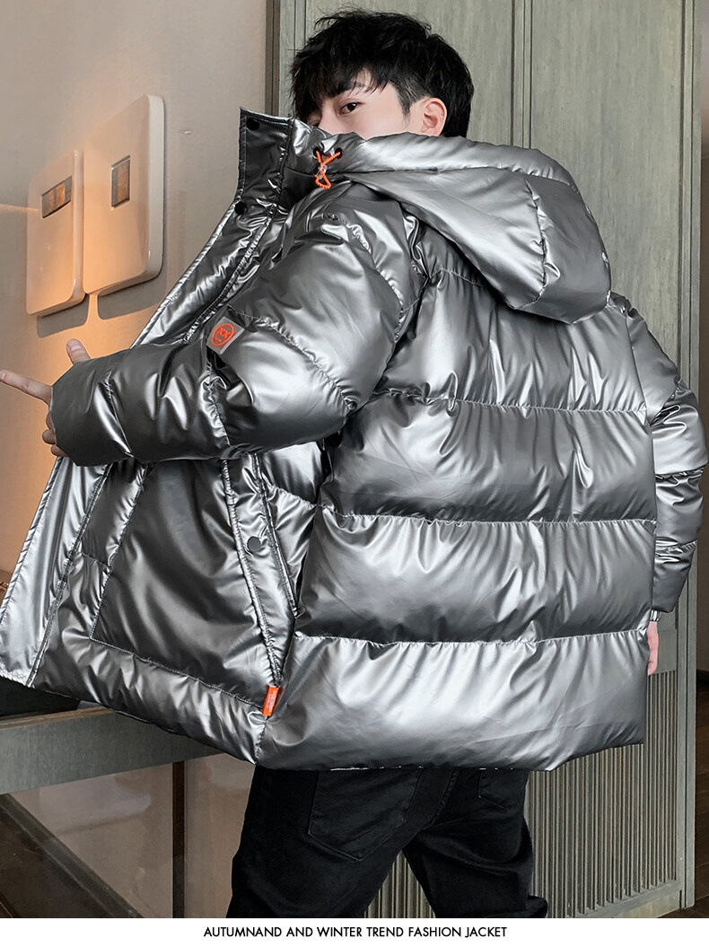 Herbst Winter Herren Baumwolle gefütterte Freizeitkleidung Herren dicke warme Kleidung Jacke glänzender Mantel große Herrenbekleidung_voghion.com