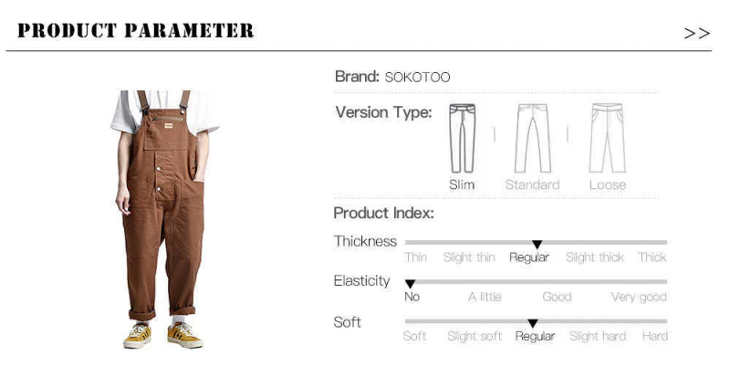Men's Loose Multi Pockets Cargo Bib Overalls Working Clothing Jumpsuits Jeans Pants Black Military Green Brown T221102_voghion.com
