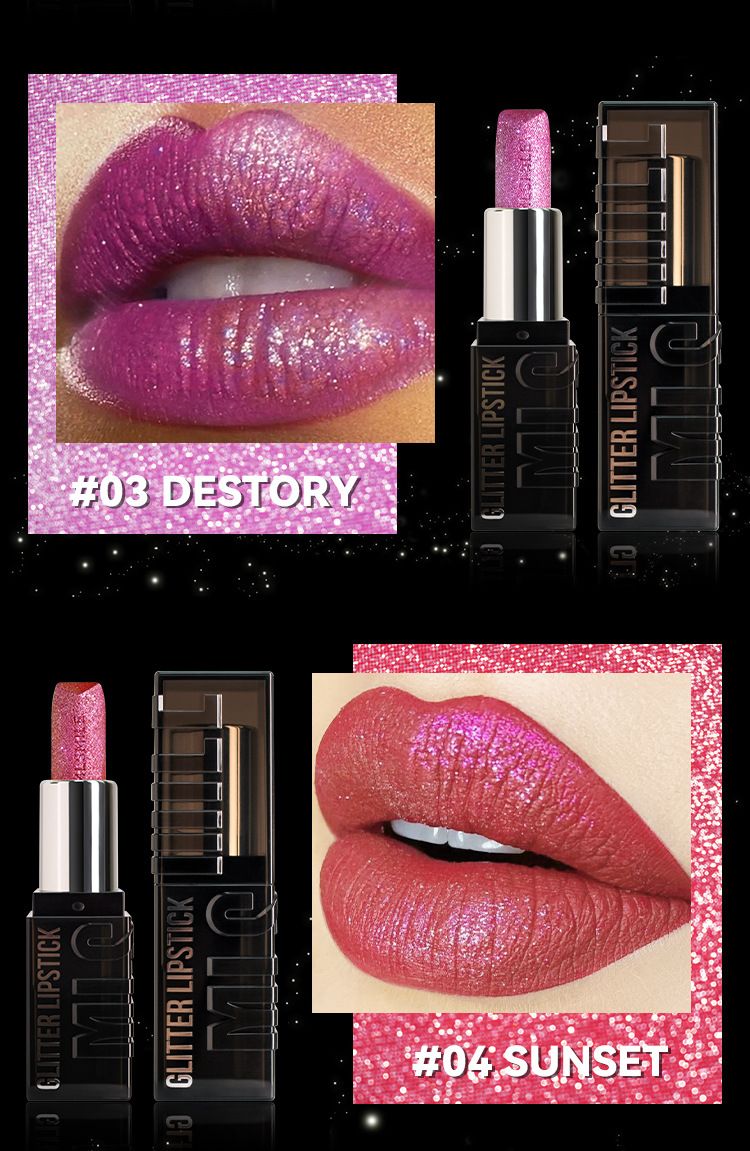 MLSMILE Flash Lipstick Is Easy To Color And Not Easy To Stick To The Cup. European And American Metallic Diamond Lipstick Lipstick_voghion.com