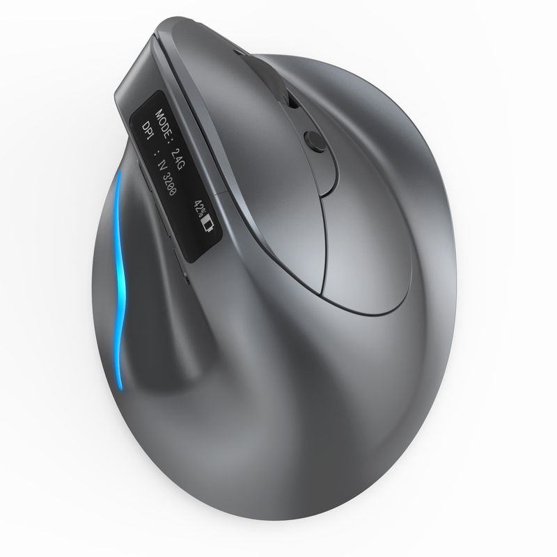 Mouse da gioco ergonomico silenzioso ZELOTES F-26C verticale 2.4G wireless Bluetooth con schermo LED da 3200 DPI per PC_voghion.com