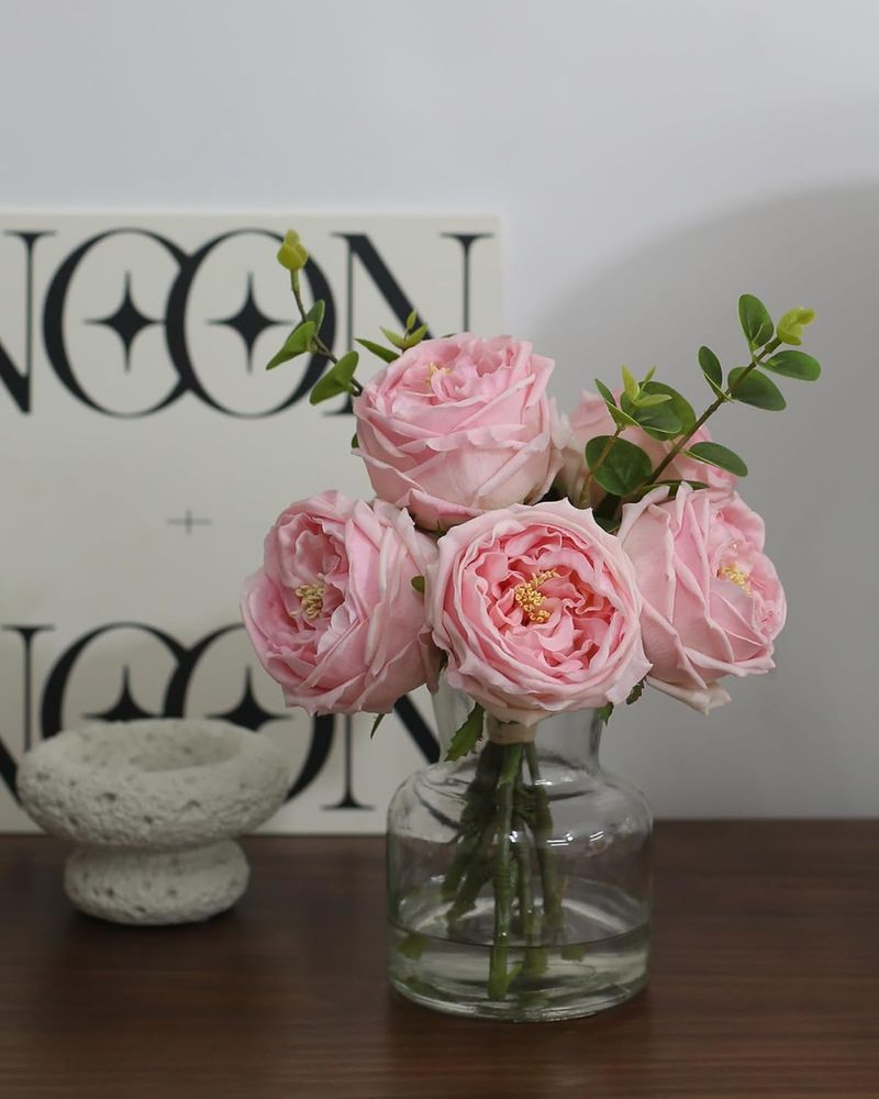 CHASMILE Artificial With Pink Roses Lifelike Flowers In Vase, Flower Arrangements Centerpiece Decor, Table_voghion.com