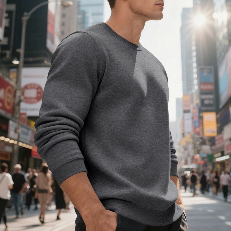 Schweres Herren-Sweatshirt mit Rundhalsausschnitt – Übergroße, lässige Alternative zum Kapuzenpullover (S–XXXL, 250 g/m² Polyester)_voghion.com