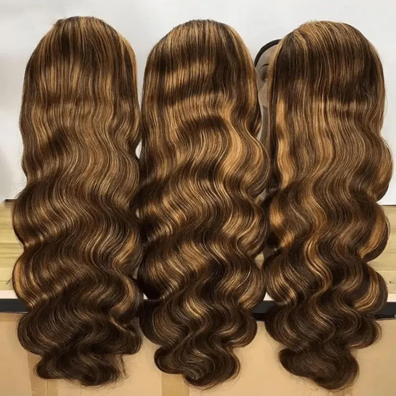 Parrucche frontali in pizzo trasparente con capelli umani, 30, 32 pollici, densità 200, colore: onda del corpo_voghion.com