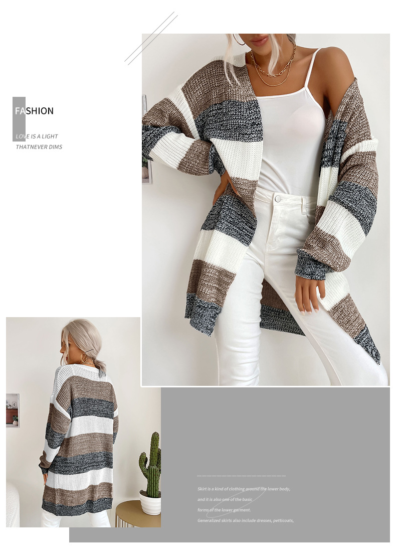 Πλεκτό πουλόβερ με ριγέ ζακέτα Design Feel_voghion.com