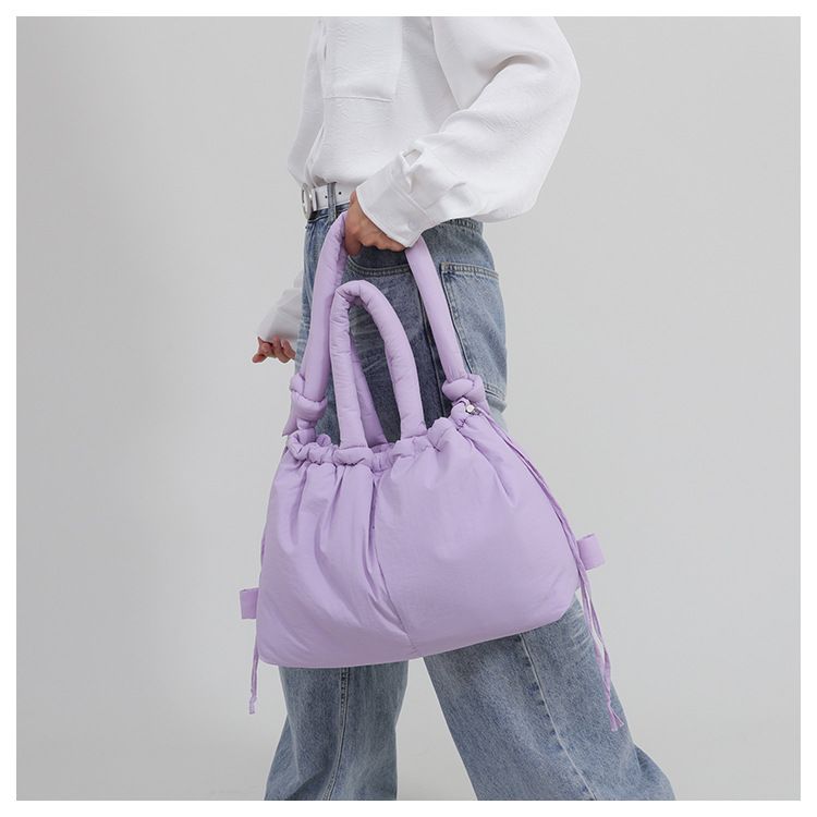 New style portable down cotton bag winter versatile fashion shoulder messenger bag multifunctional pleated casual backpack_voghion.com