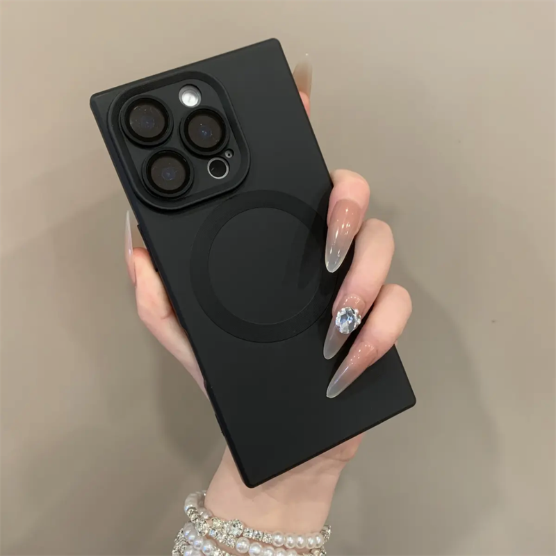 New Rectangular Right Angle Magnetic Case For 16 Pro Max IPhone 15/14 Simple 13/12_voghion.com