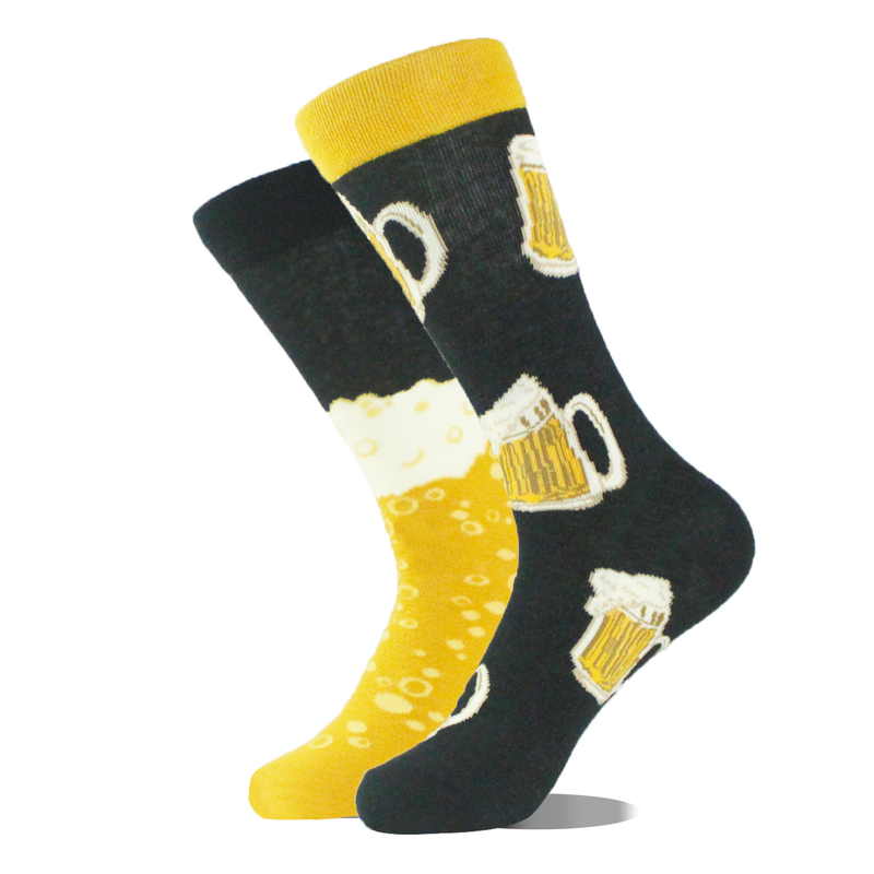 Nieuwe trendy creatieve AB asymmetrische katoenen modieuze en gepersonaliseerde jacquard paarsokken_voghion.com