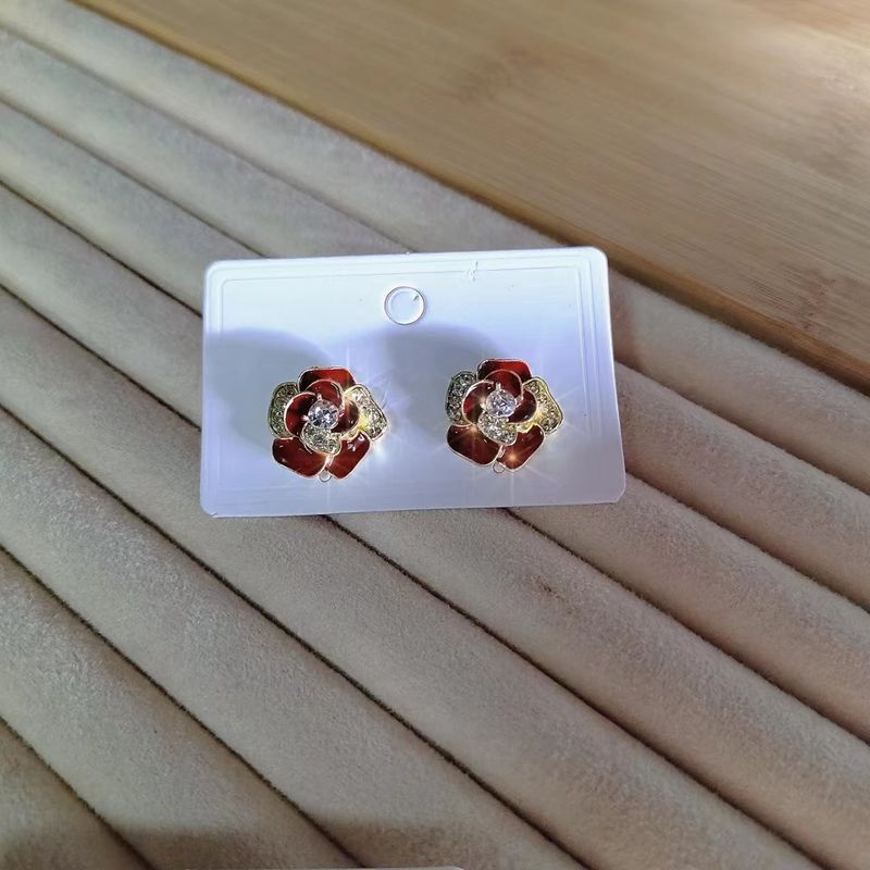 Women's Earrings Xiaoxiangfeng Camellia Earrings Women's French Retro Summer Earrings 2023 New Trendy Light Luxury High-end Earrings_voghion.com