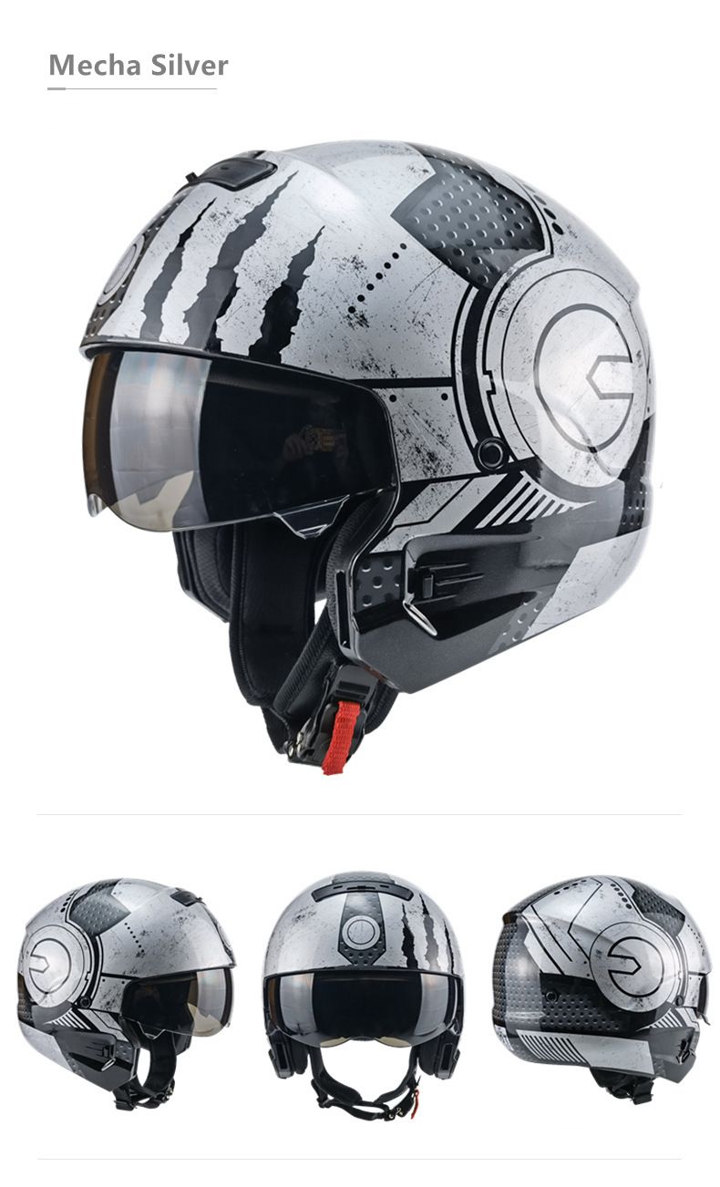 Samurai Black Scorpion Herr Kombinationshelhjälm Four Seasons Mech Battle Damage_voghion.com