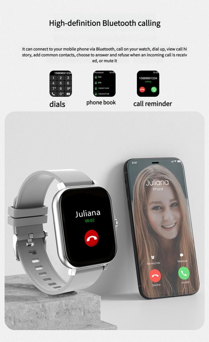 Touch Screen Smart Sports Waterproof Multifunctional Heart Rate Detection Dynamic Bluetooth Call Watch_voghion.com