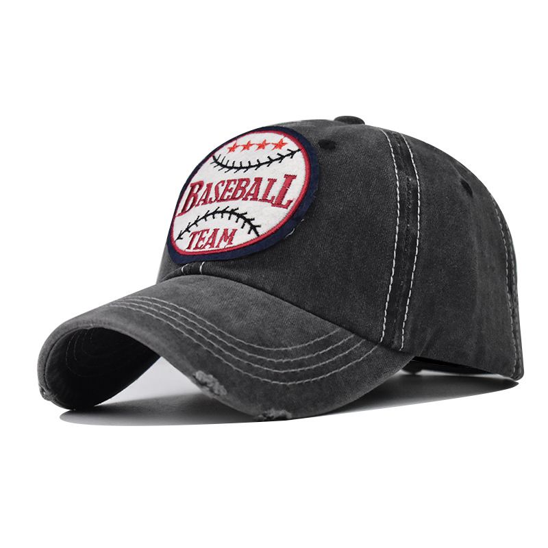 New Cotton Basketball Embroidered Baseball Washed And Used Duckbill Cap, Outdoor Sun Hat_voghion.com