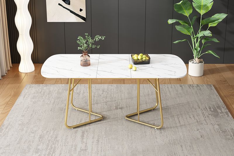 Weißer Esstisch Erweiterbar 140/180x80cm Con struttura in marmo, Goldbeine_voghion.com