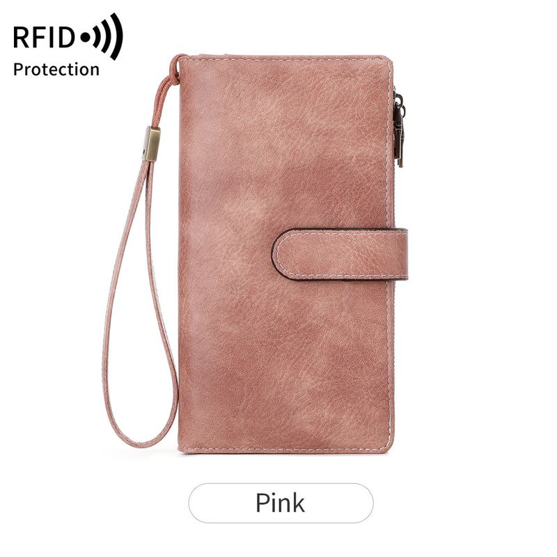 New RFID 702025 Off Long Multifunctional Women Wallet Solid Color Portable Clutch_voghion.com