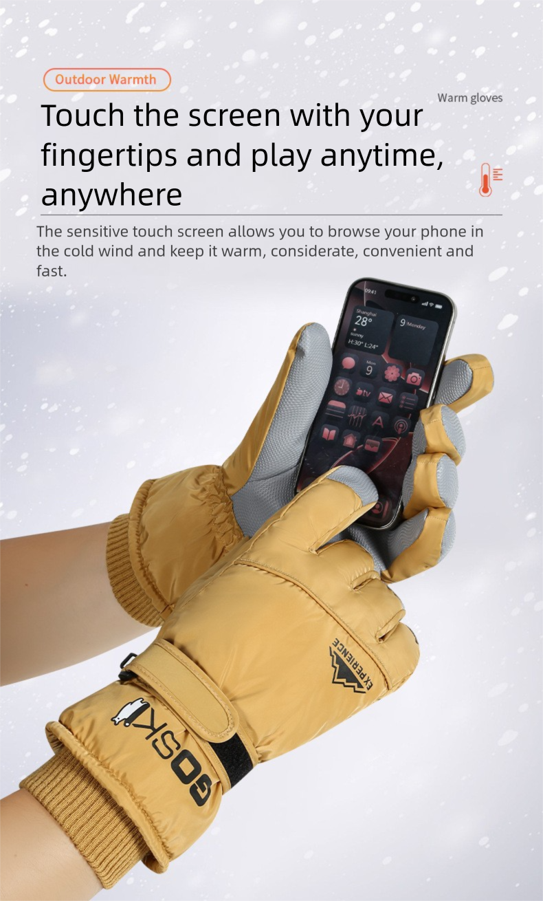 Skischuhe für Damen und Herren, Winter-Fleece-gefüttert, verdickt, kältebeständig, warm, winddicht, wasserdicht, Touchscreen-Paar_voghion.com