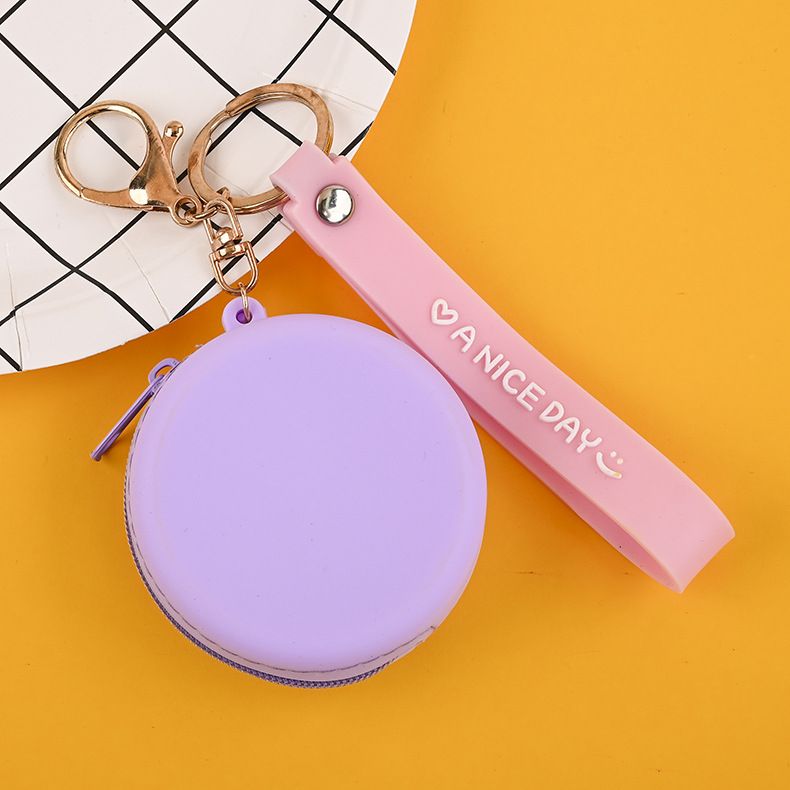 New Creative Silicone Solid Color Children's Coin Purse Toddler Points Storage Wrist Strap Round Bag_voghion.com